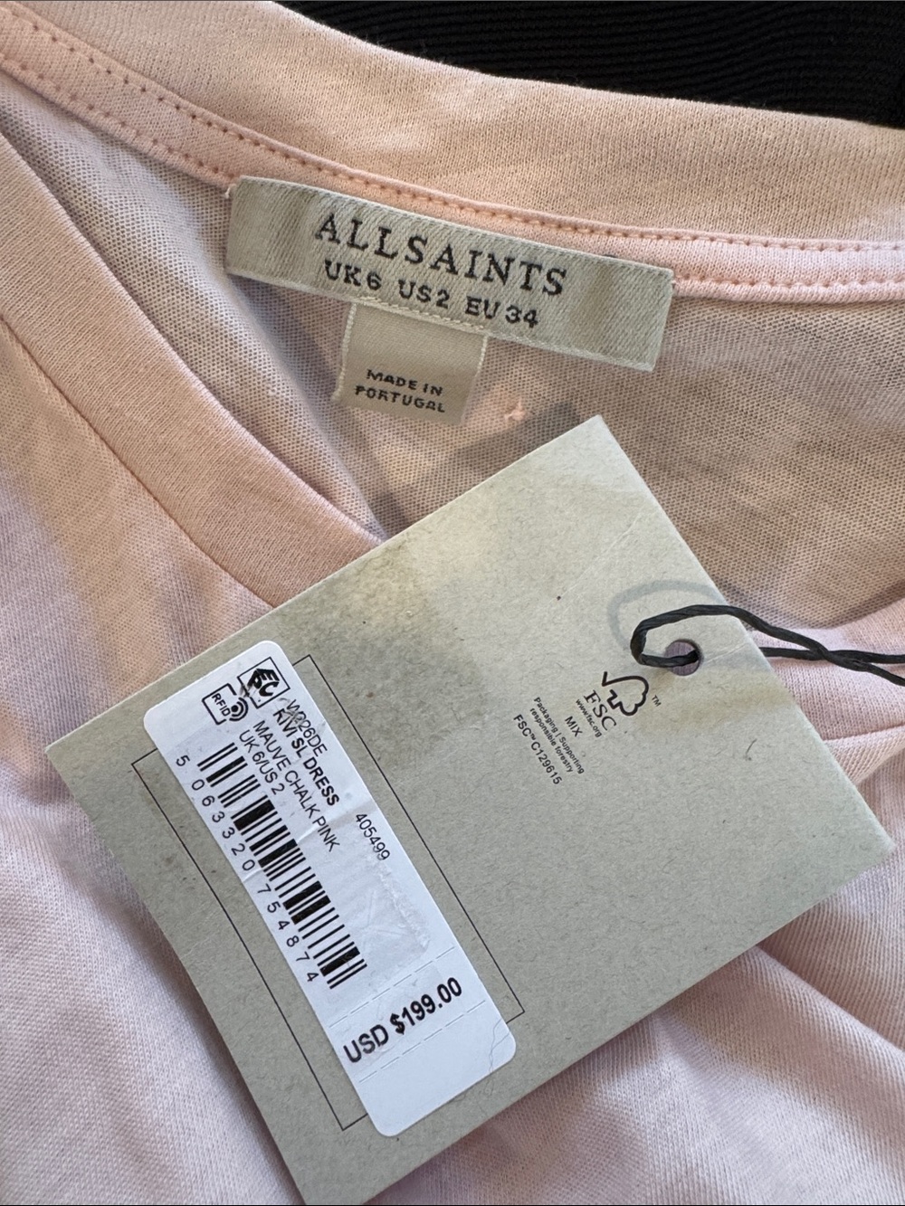 AllSaints Pink RIVI DRAPED MIDI DRESS - Picture 10 of 11
